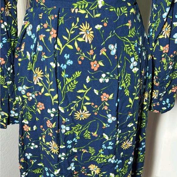 J. Jill Dark Blue Floral Long Sleeve Dress - Picture 9 of 10
